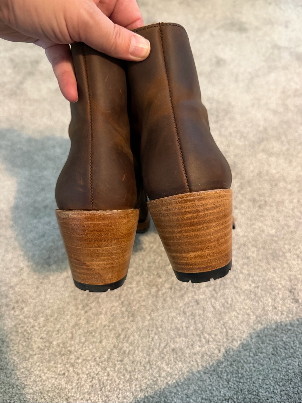 Portland Leather Canyon Cognac Brown Side-Zip Ankle Booties 9.5 - Picture 6 of 6